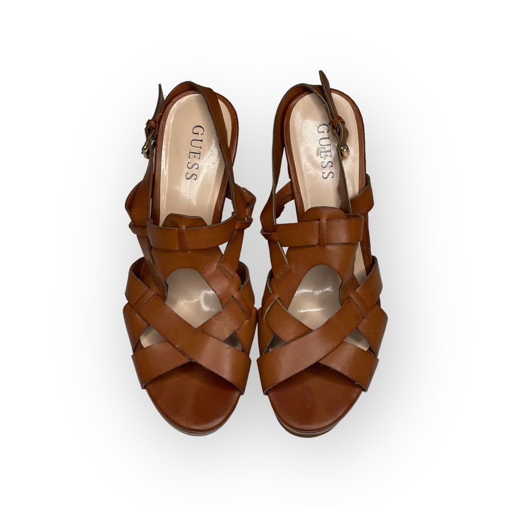 Guess ❤︎ Marini Strappy Platform Wedge Sandals ❤︎ Saddle Vegan Leather ❤︎ 10M - Picture 15 of 16